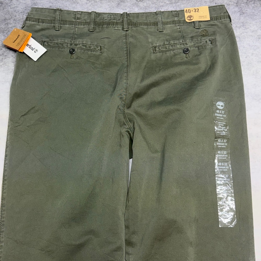 NWT Timberland Straight Fit Mens 40x32 Grape Leaf Green Cotton Chino Work Pants - Picture 3 of 11